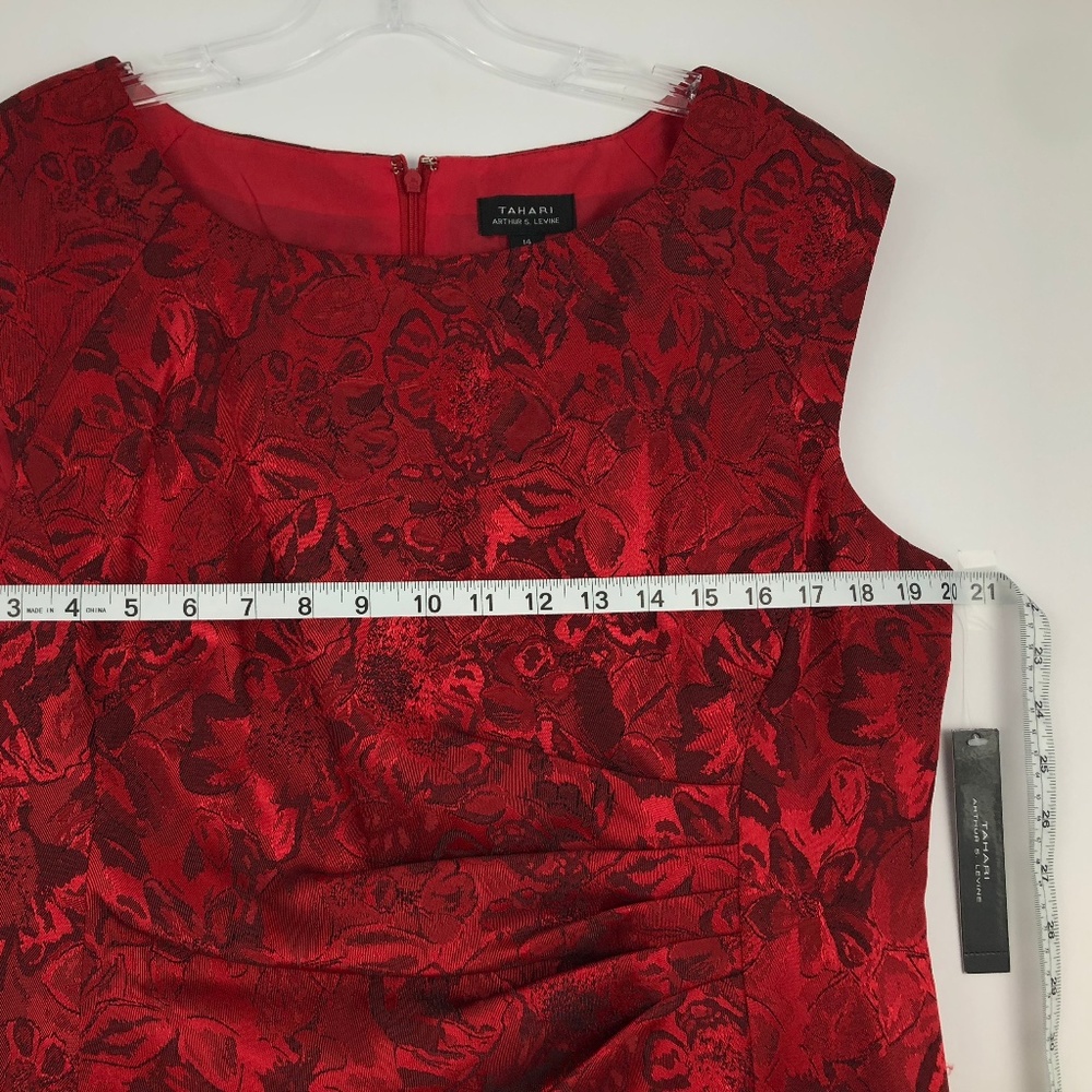 Tahari by ASL Side Ruche Jacquard Sheath Dress 14 - Picture 7 of 8